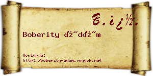 Boberity Ádám névjegykártya